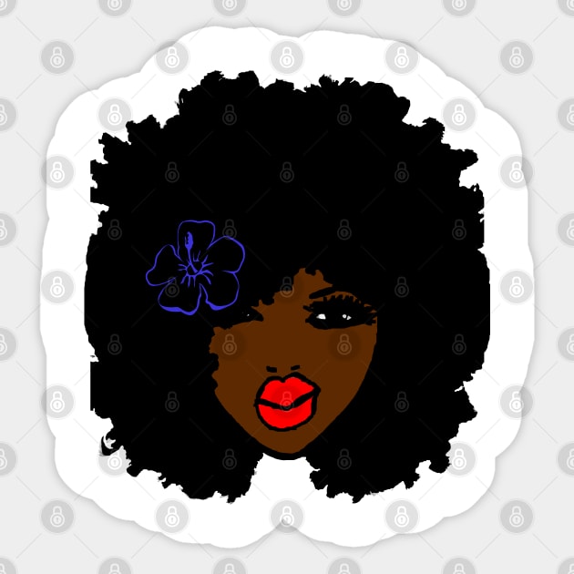 BrownSkin Curly Afro Natural Hair💋💋 RedLips Tshirt Brand New: JUST Released... Sticker by EllenDaisyShop